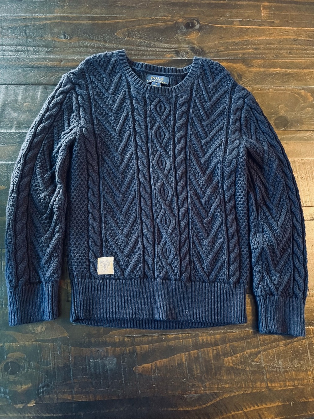 Polo Ralph Lauren Navy Cable-Knit Crewneck Sweater Size 5